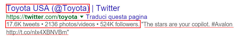 serp google, profilo twitter